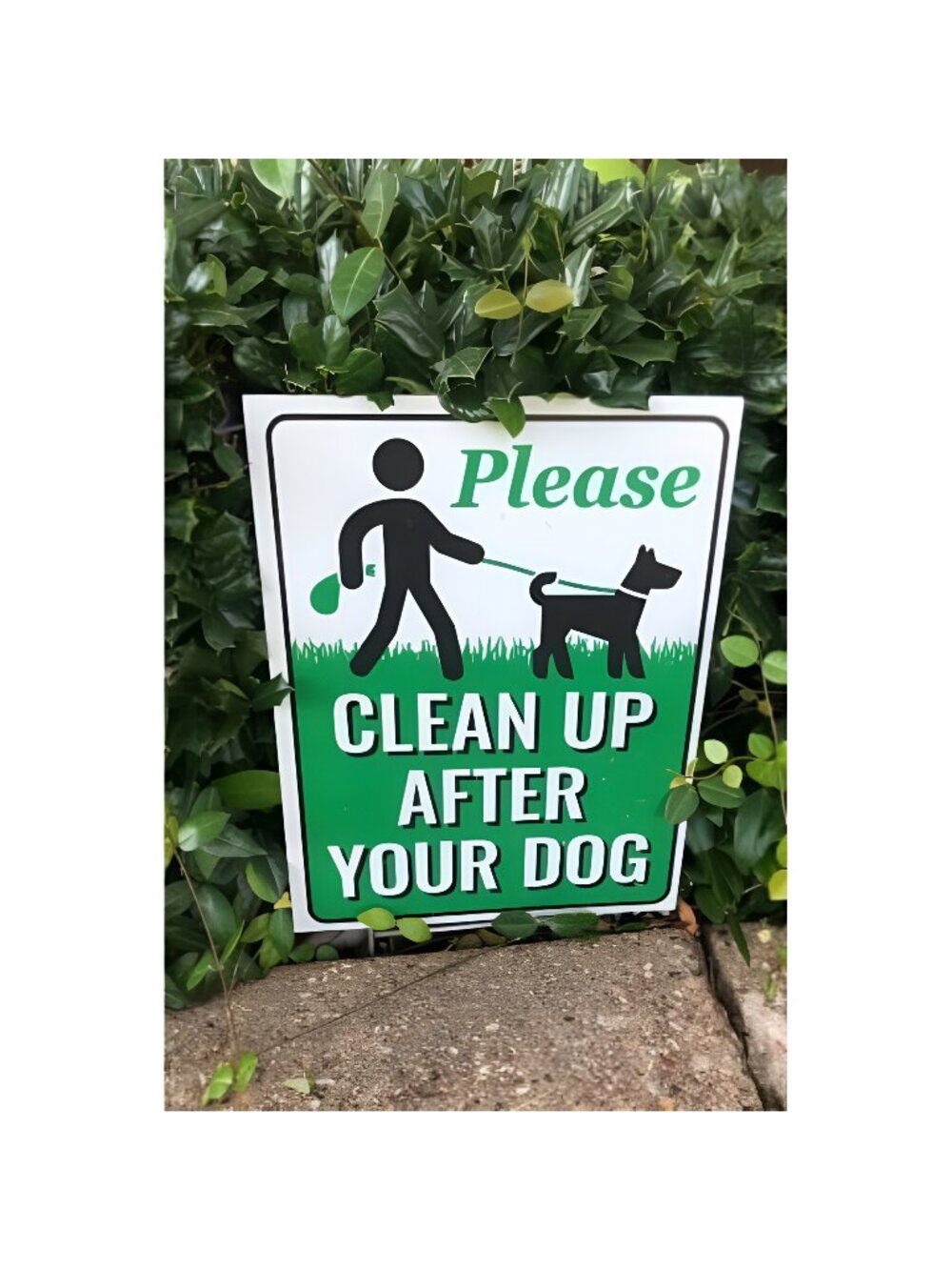 Clean Up After Your Dog Signs 12"x9" with Metal H-Stake | No Poop Signs for Lawn
